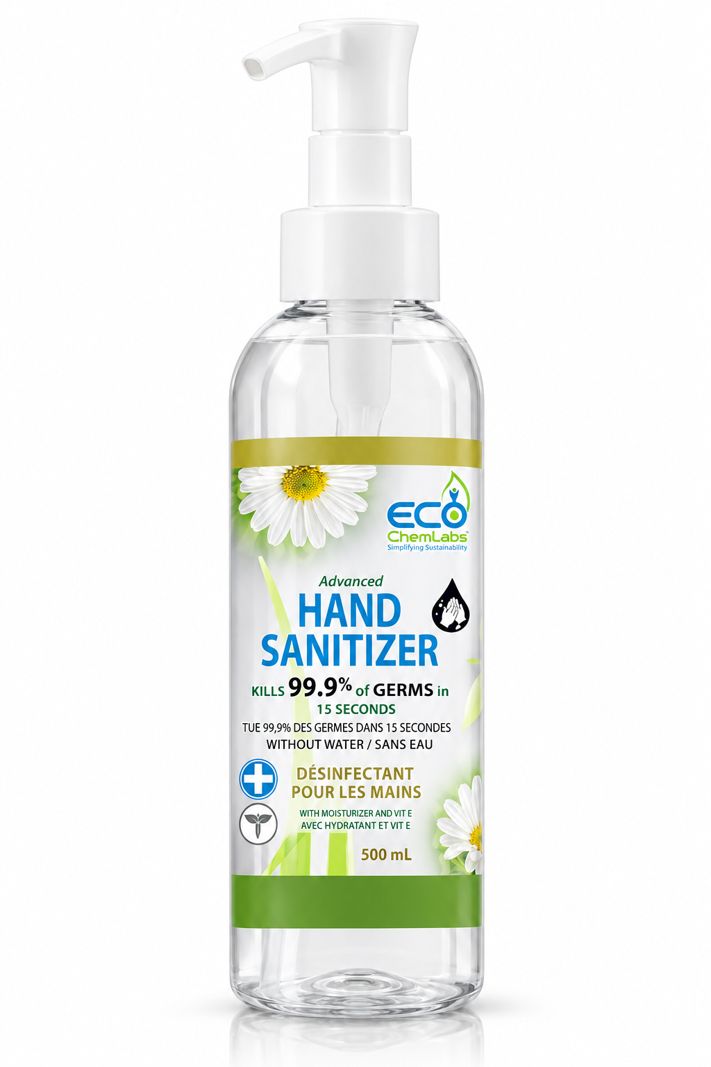 ECO ChemLabs Advanced 500mL hand sanitizer with moisturiser and vitamin E
