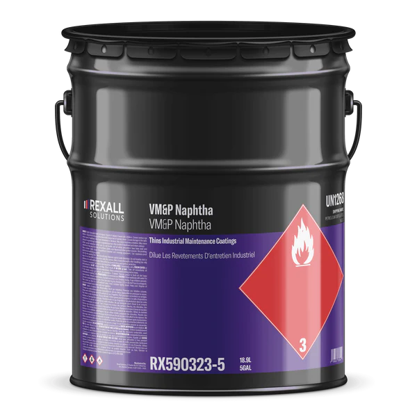 Rexall VM&P Naphtha solvent 5 gallon industrial drum container