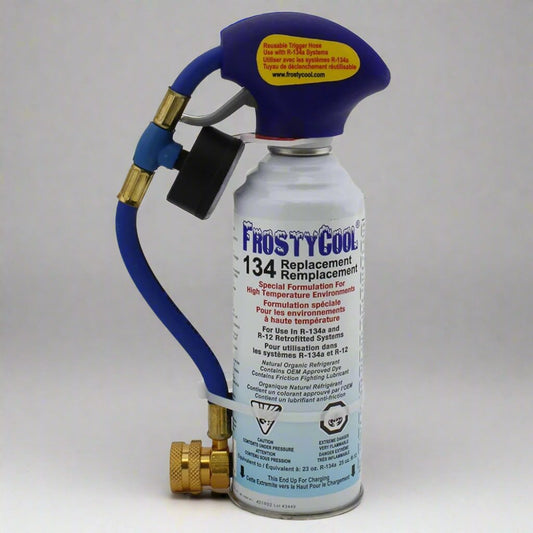 FrostyCool R134a and R12 Replacement Refrigerant 8 oz. Can with Trigger Hose (Equivalent to 23 oz.)