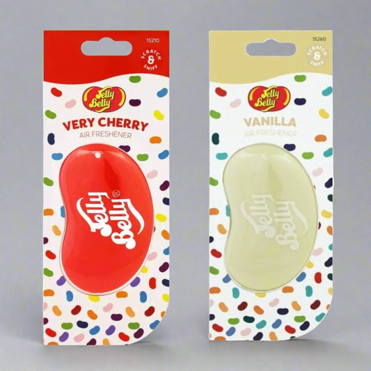 Jelly Belly 3D Hanging Air Fresheners – Vanilla & Very Cherry Scent, for Car, Home, & Office (2 Pack)