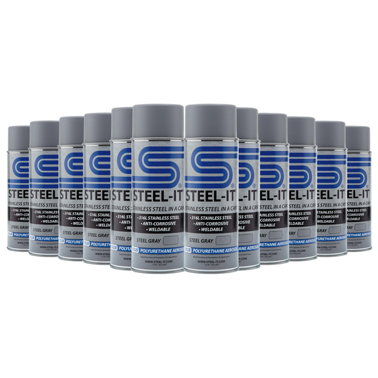 Steel-It 1002B Polyurethane Aerosol, Industrial Paint Coatings, Weldable, Easy to Apply - Steel Gray (12 Pack)