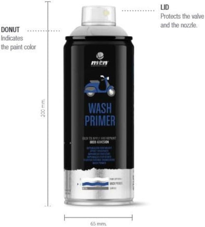 MTN Pro Wash Primer Spray - Fast-Drying, Easy Application for Metal Surfaces (400 ml)