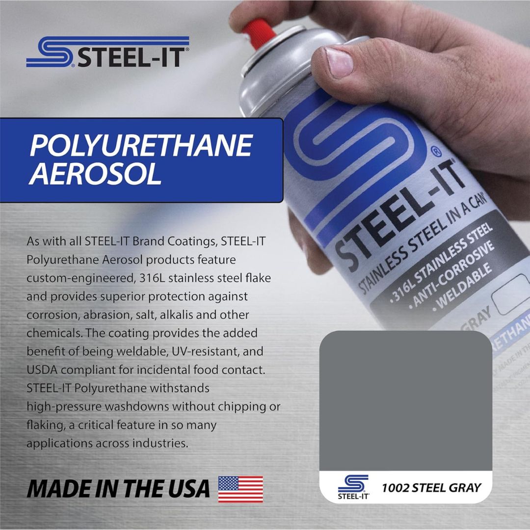 Steel-It 1002B Polyurethane Aerosol, Industrial Paint Coatings, Weldable, Easy to Apply - Steel Gray (12 Pack)