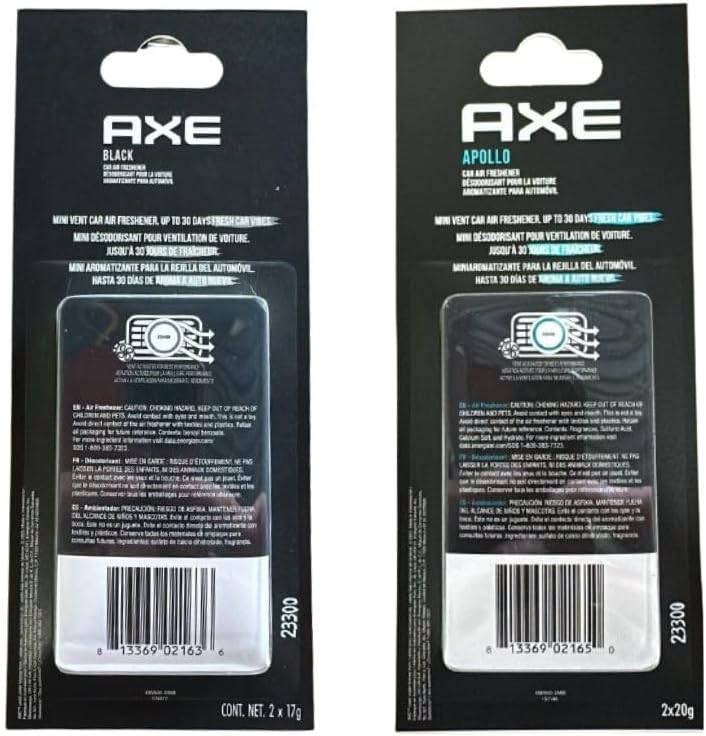 AXE Black Car Air Freshener Mini Vent Clip - Frozen Pear & Cedarwood (2 Pack)