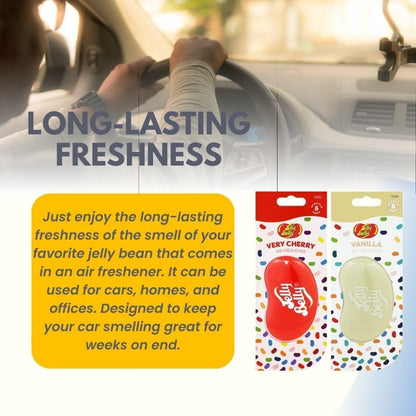 Jelly Belly 3D Hanging Air Fresheners – Vanilla & Very Cherry Scent, for Car, Home, & Office (2 Pack)