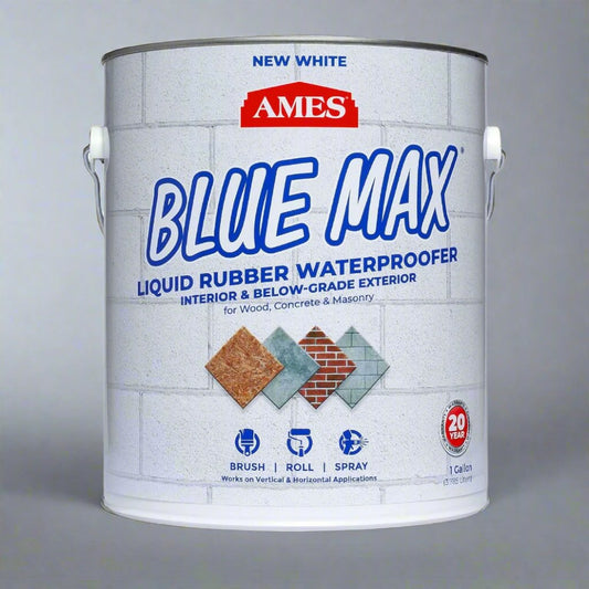 Ames Blue Max Waterproof Sealant - 1 Gallon White Liquid Rubber for Indoor and Outdoor Use