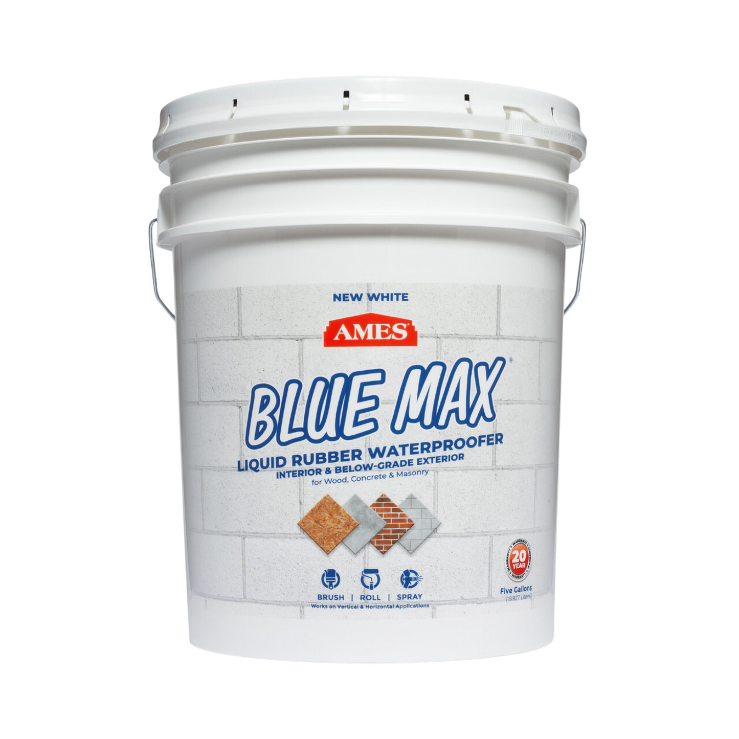 Ames Blue Max Waterproof Sealant - 1 Gallon White Liquid Rubber for Indoor and Outdoor Use