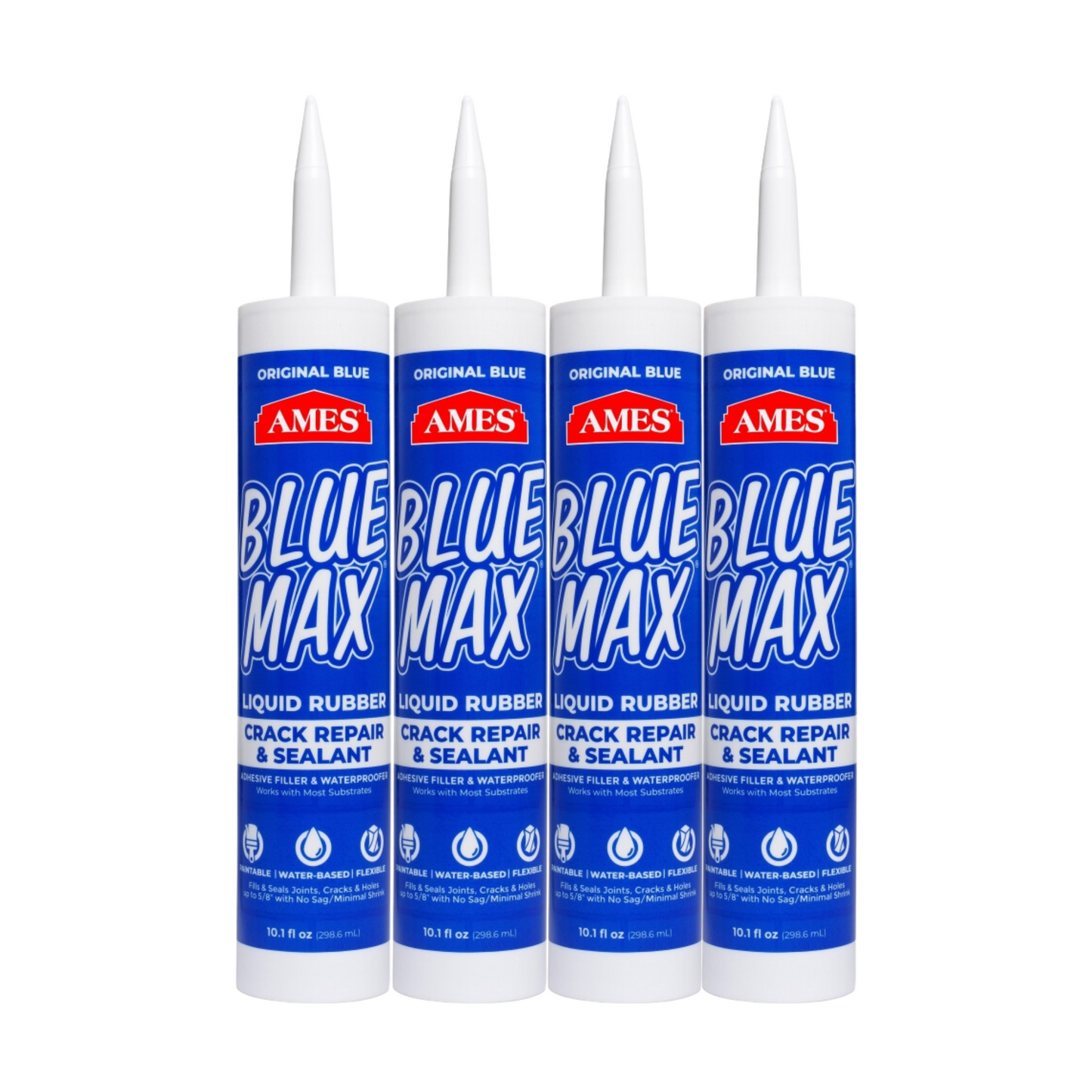 Ames Blue Max Liquid Rubber Sealant - 10.1 oz (4 Pack) for Cracks and Leaks