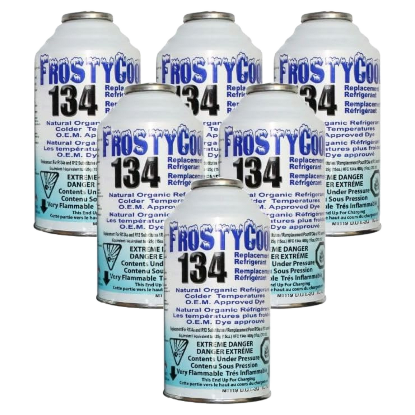 FrostyCool 134 AC Replacement Refrigerant for R134a Refrigerant with R134 R12 AC Refrigerant Compatible with Air-Conditioning Lubricants Seal Organic Refrigerant 6oz. (Pack of 6)