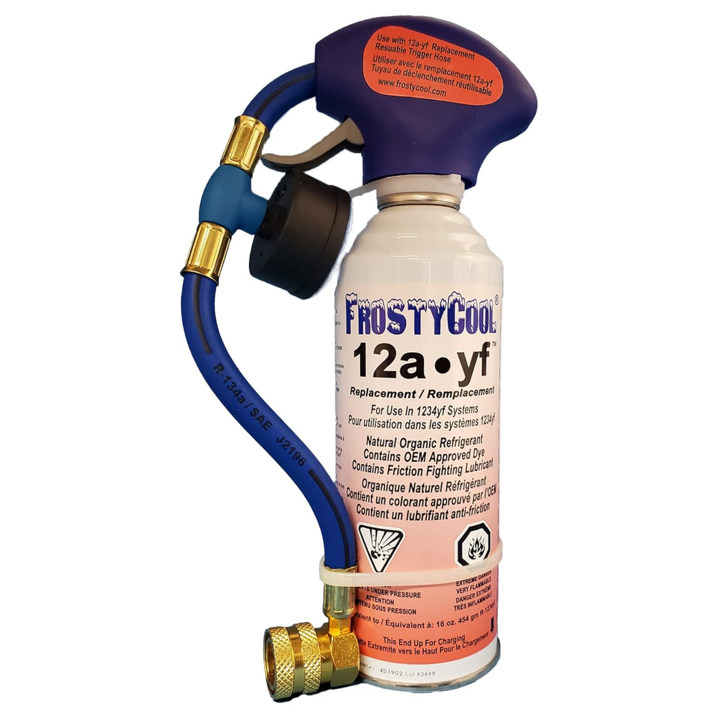 FrostyCool 12a·yf 1234yf Replacement Refrigerant 8 oz. Can with Trigger Hose (Equivalent to 16 oz.)