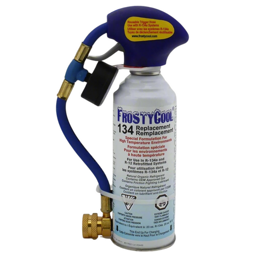 FrostyCool R134a and R12 Replacement Refrigerant 8 oz. Can with Trigger Hose (Equivalent to 23 oz.)