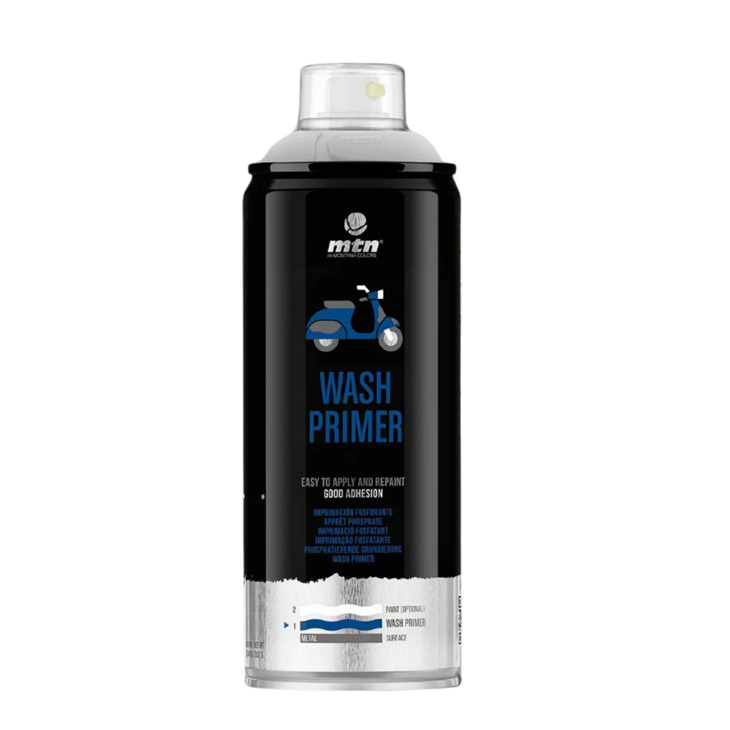 MTN Pro Wash Primer Spray - Fast-Drying, Easy Application for Metal Surfaces (400 ml)