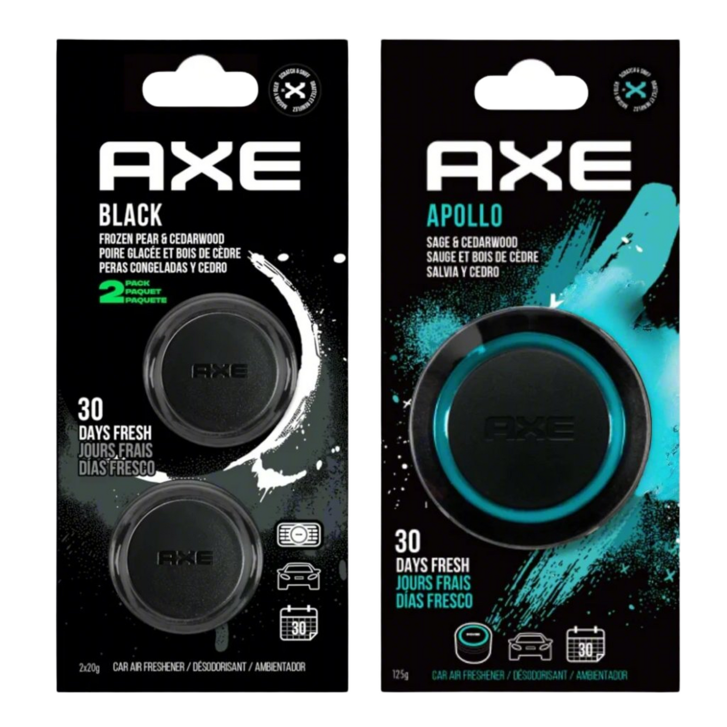 AXE Black Car Air Freshener Mini Vent Clip - Frozen Pear & Cedarwood (2 Pack)