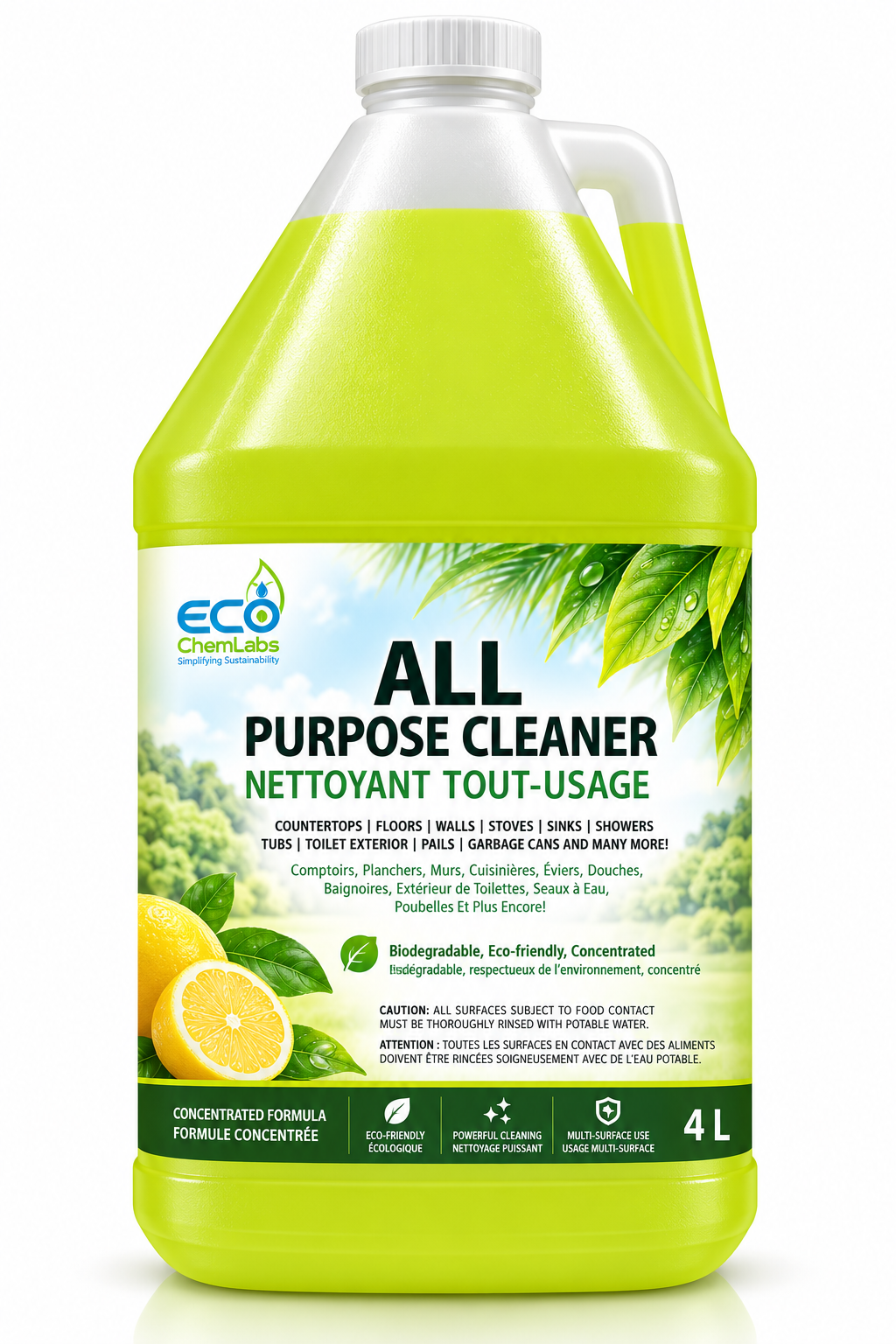 ECO ChemLabs 4L all-purpose cleaner for countertops, floors, walls, stoves and sinks