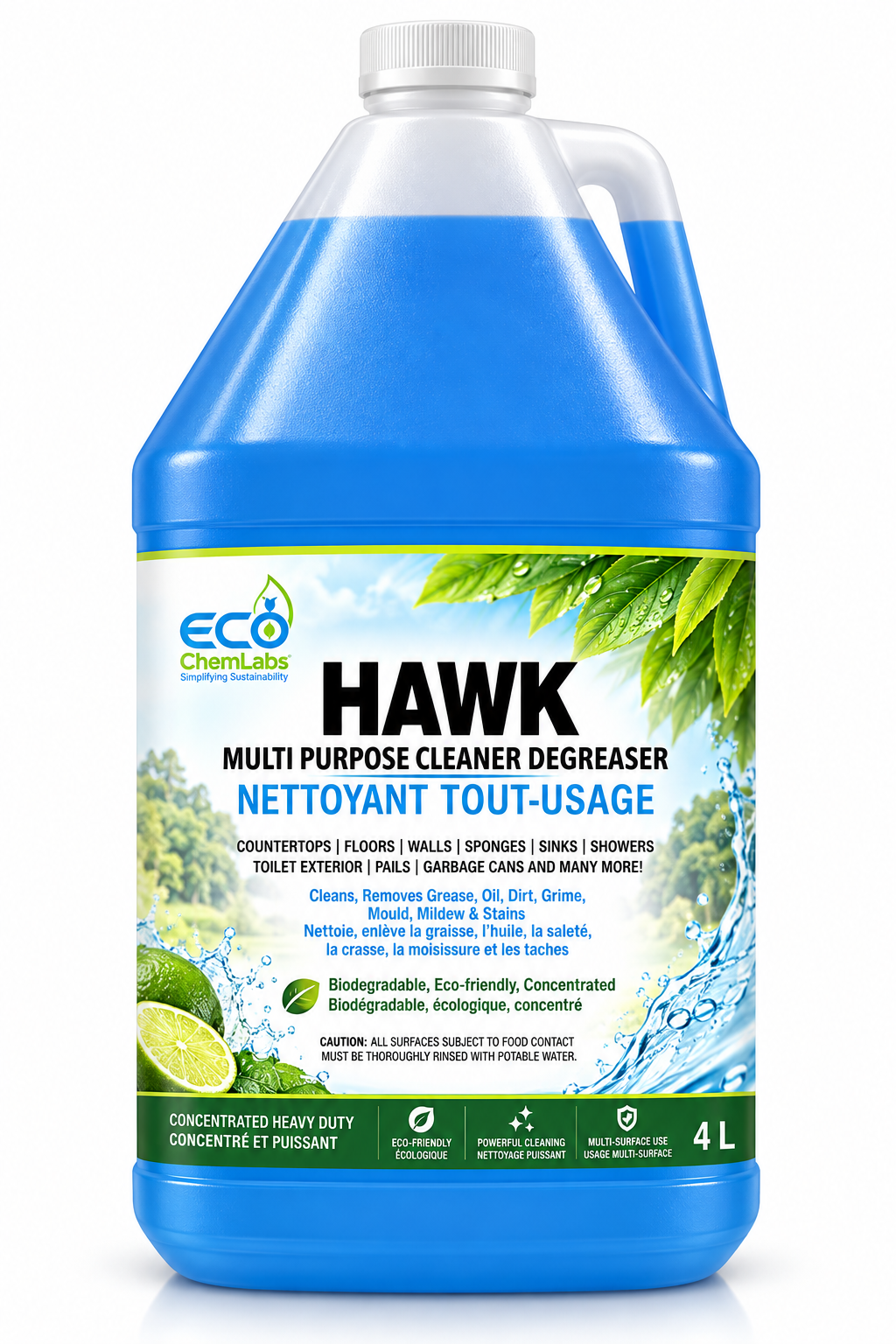 ECO ChemLabs HAWK 4L multi-purpose cleaner degreaser for removing grease, oil, dirt and grime