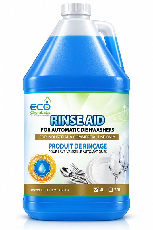 ECO ChemLabs 4L rinse aid for automatic dishwashers and commercial use