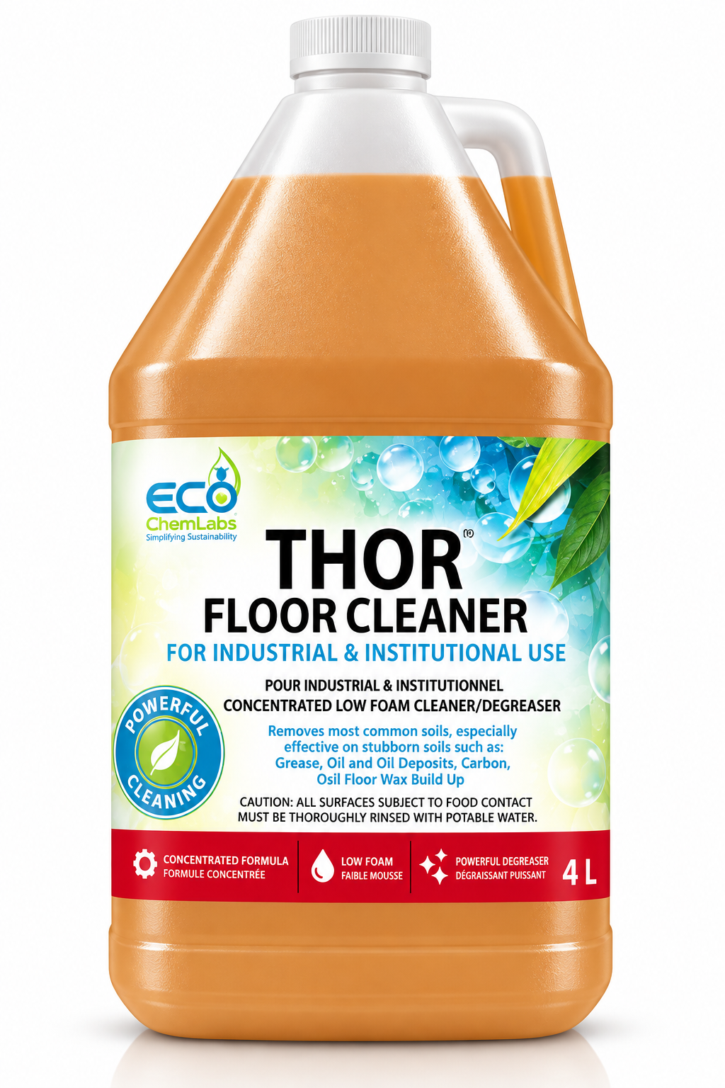 ECO ChemLabs THOR 4L industrial floor cleaner and low foam degreaser
