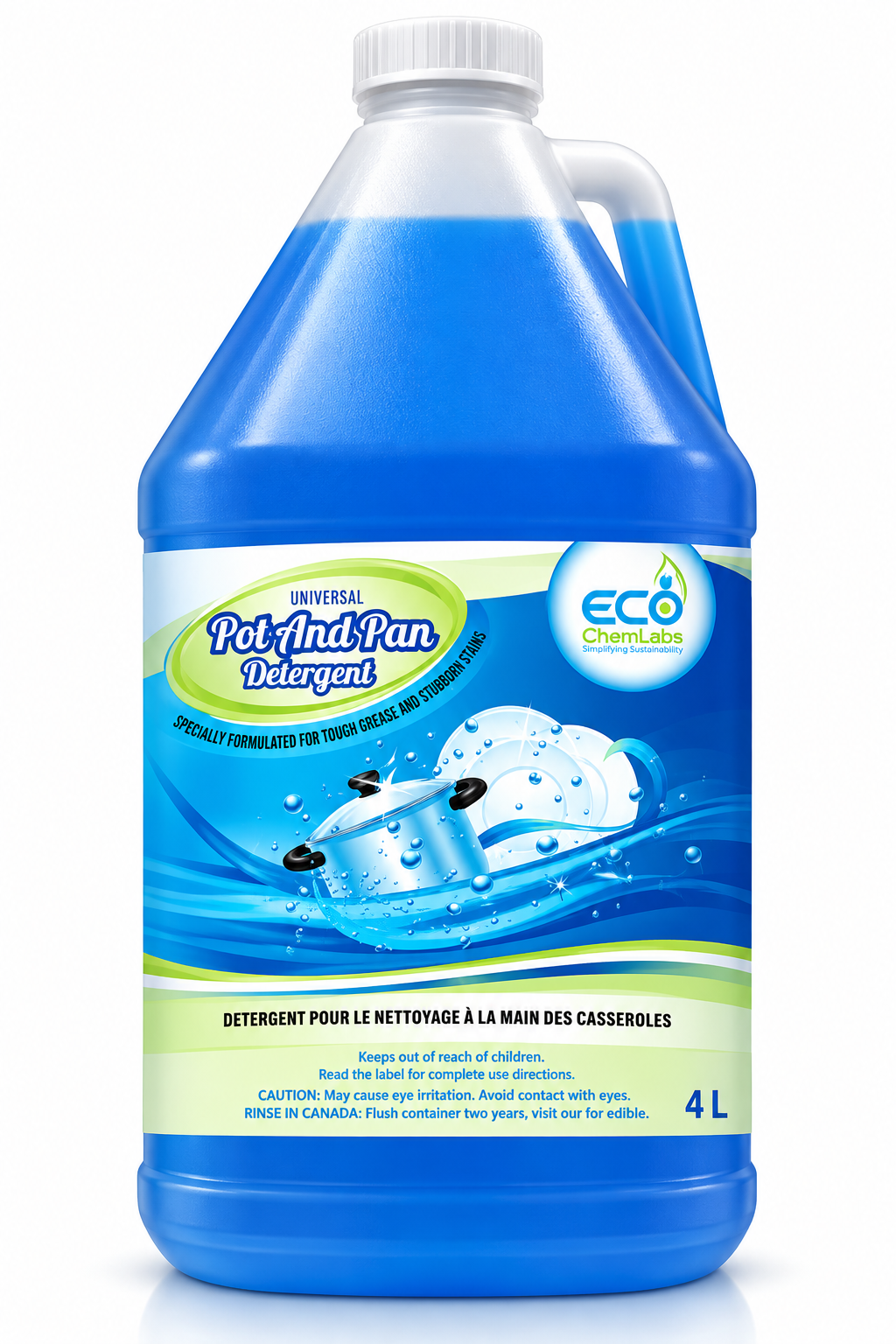 ECO ChemLabs Universal Pot and Pan 4L detergent for tough grease and stubborn stains
