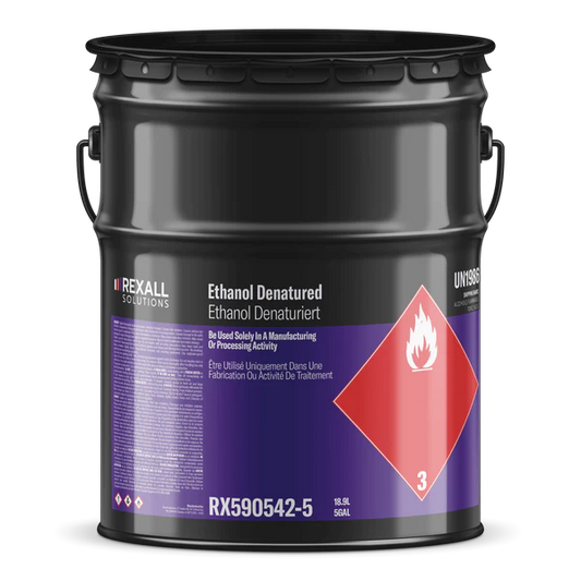 Rexall Ethanol Denatured 1 quart industrial solvent container