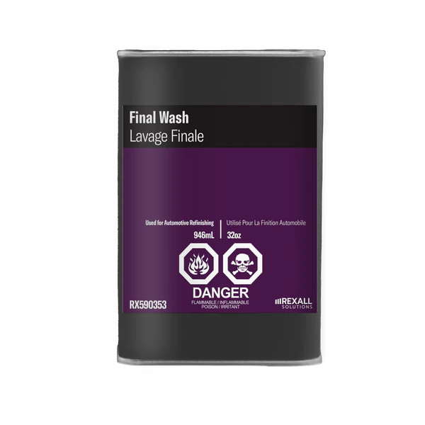 Rexall Final Wash 1 quart automotive refinishing solvent container