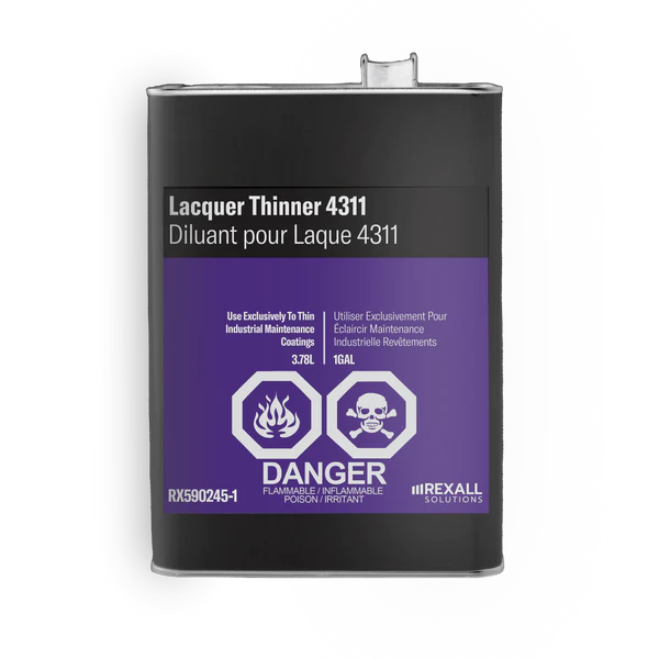 Rexall Lacquer Thinner 4311 1 gallon industrial solvent container