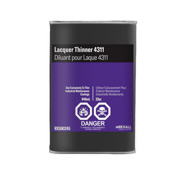 Rexall Lacquer Thinner 4311 1 quart industrial solvent container