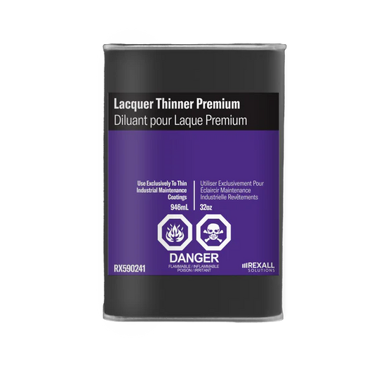 Rexall Lacquer Thinner Premium 1 quart industrial solvent container