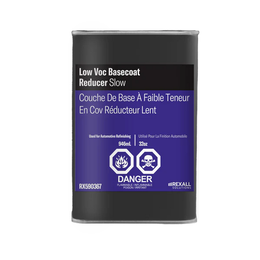 Rexall low VOC basecoat reducer slow 1 quart automotive refinishing solvent can