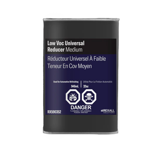 Rexall Low VOC Universal Reducer Medium 1 quart automotive refinishing solvent container