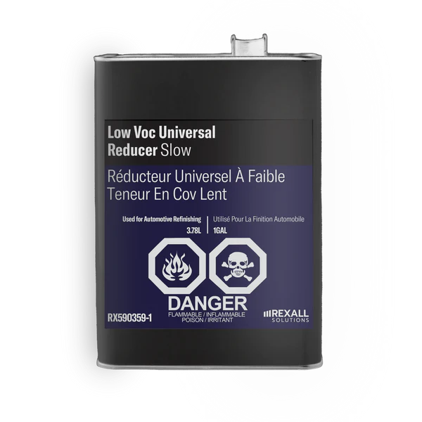 Rexall low VOC universal reducer slow 1 gallon automotive refinishing solvent container