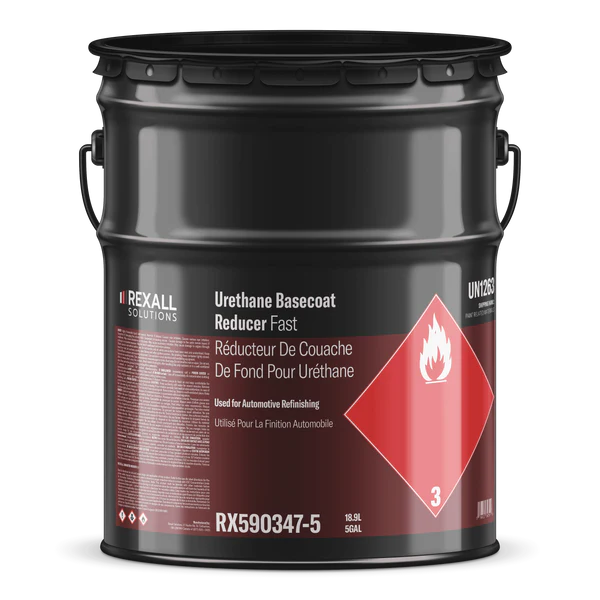 Rexall Urethane Basecoat Reducer Fast 5 gallon automotive refinishing reducer solvent drum