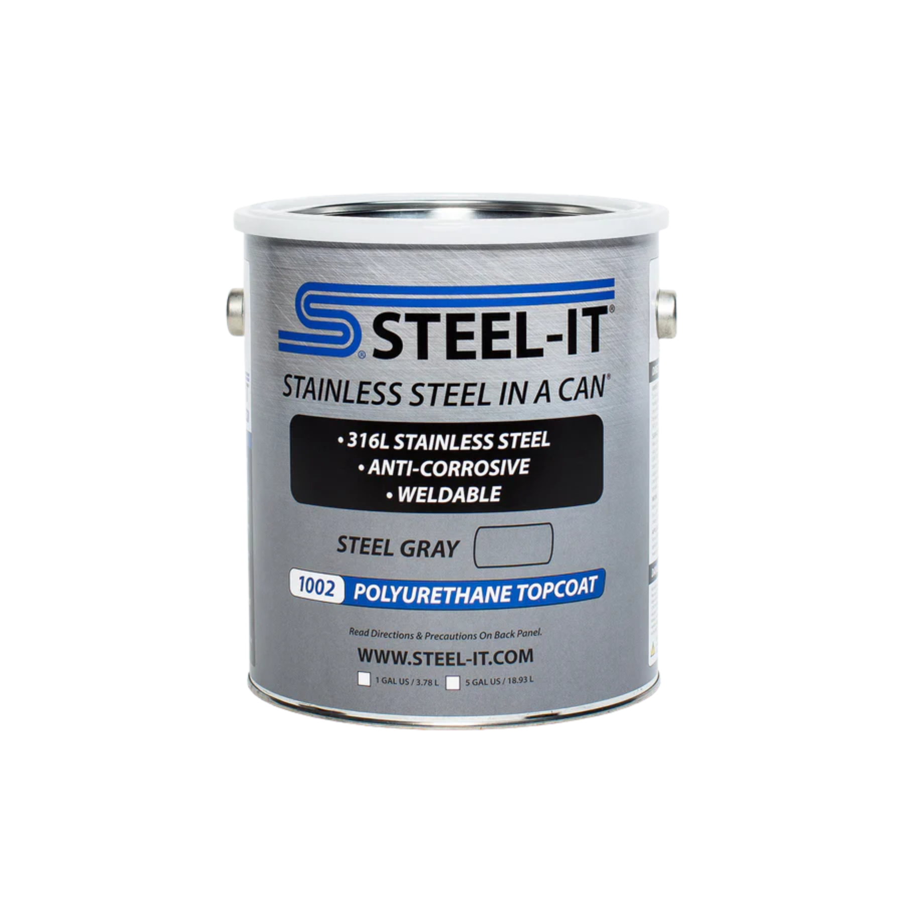 STEEL-IT 1002 Polyurethane Topcoat in Steel Gray, 316L stainless steel protective coating for corrosion resistance and weldable metal surfaces